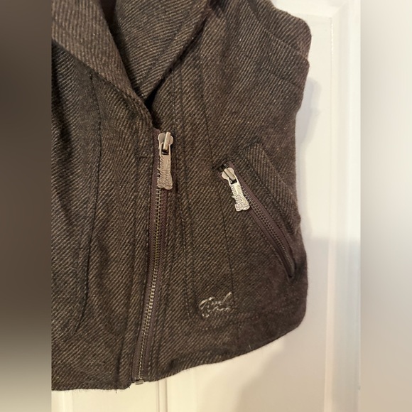 Buckaroo Jeans Vintage Wool Vest Brown Medium Collared Zip Metal Logo Western - Picture 4 of 10